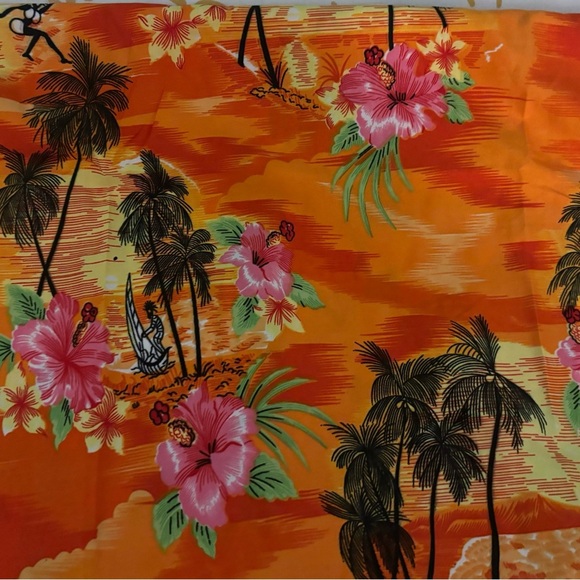 Puerto Rico Womens Dress Hawaiian Midi Tie Back Ankle Slits Orange Yellow Sz Med - Picture 12 of 12